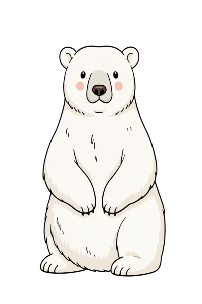 Cute Polar Bear Printable Sticker – Kawaii PNG Transparent Background