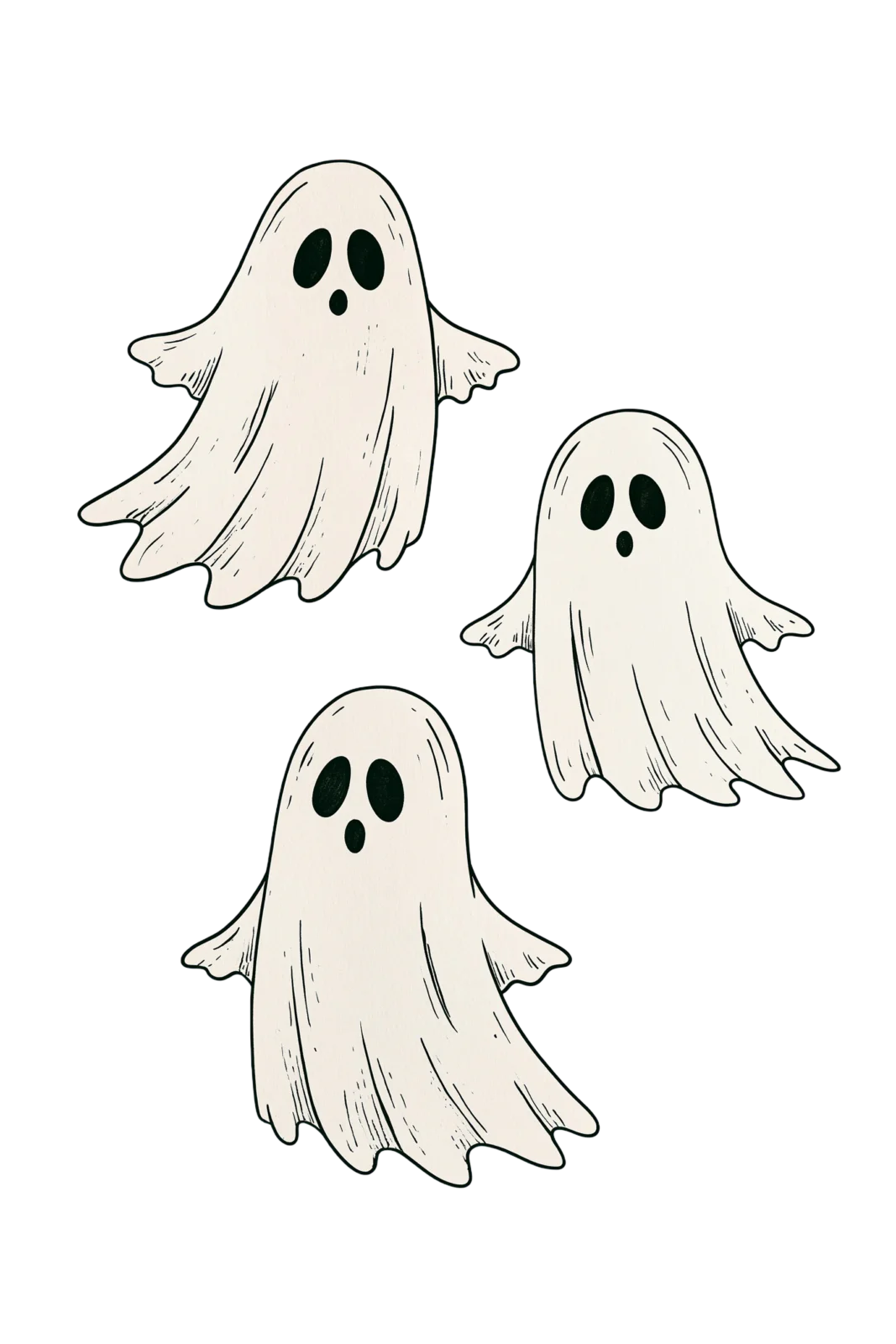 Cute Trio Ghost Stickers Printable – Spooky Season Halloween PNG Clipart & Planner Decal Sheet