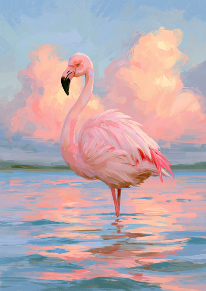Pink Flamingo at Sunset Oil Painting Printable Wall Art – Impressionist Coastal Lake Poster, Pastel Sky & Tropical Bird Beach Decor Pink Flamingo at Sunset Oil Painting Printable Wall Art – Impressionist Coastal Lake Poster, Pastel Sky & Tropical Bird Beach Decor