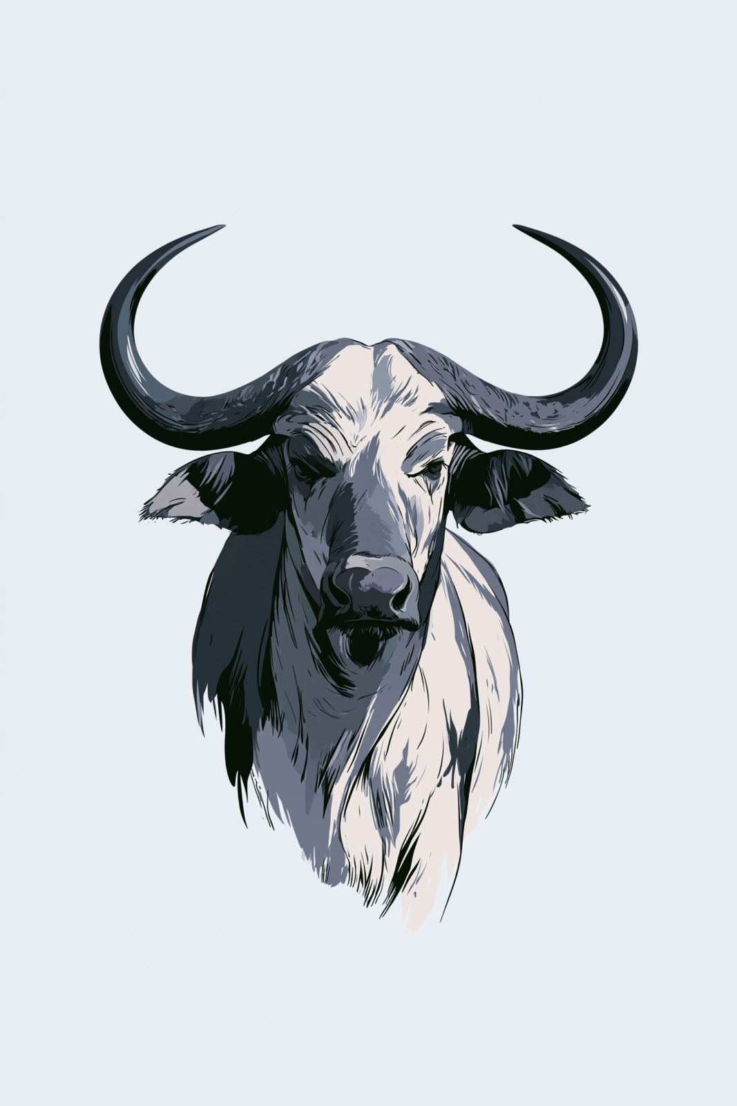 Minimalist African Buffalo Ink Sketch Printable Wall Art – Modern Monochrome Safari Wildlife Poster