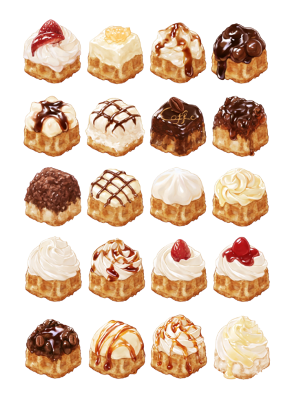 Cute Waffle & Dessert Sticker Sheet Printable – Watercolor Bakery Clipart PNG & Sweet Treats Planner Decals
