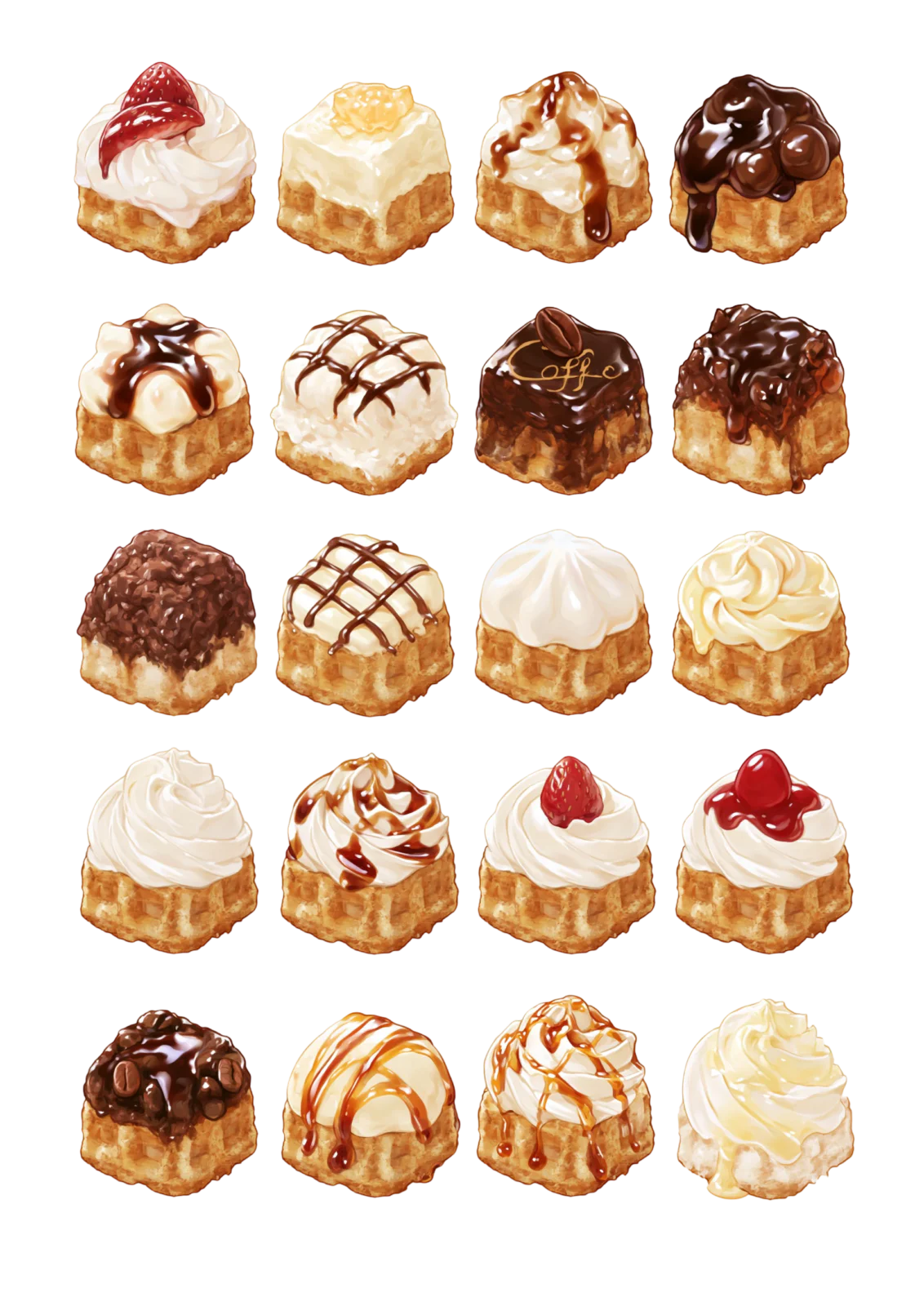 Cute Waffle & Dessert Sticker Sheet Printable – Watercolor Bakery Clipart PNG & Sweet Treats Planner Decals Cute Waffle & Dessert Sticker Sheet Printable – Watercolor Bakery Clipart PNG & Sweet Treats Planner Decals