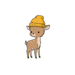 Cute Deer in Beanie Hat Printable Sticker PNG – Kawaii Autumn Woodland Fawn Decal for Laptop, Planner & Journaling Clipart