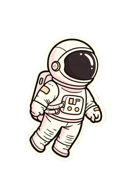 Cute Astronaut Sticker PNG – Kawaii Spaceman Illustration Printable Sticker, Die Cut Floating Cosmic Decal PNG for Planners, Laptops & Crafting