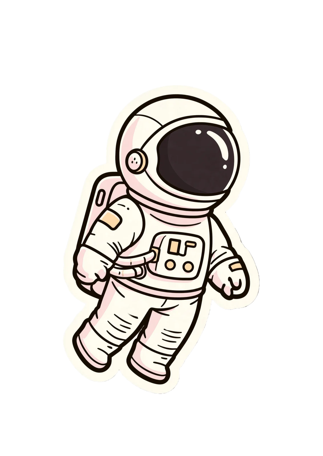 Cute Astronaut Sticker PNG – Kawaii Spaceman Illustration Printable Sticker, Die Cut Floating Cosmic Decal PNG for Planners, Laptops & Crafting