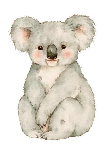Cute Baby Koala Clipart PNG – Watercolor Australian Animal Illustration, Sweet Nursery Koala Bear Digital Graphic for Sublimation & Crafts
