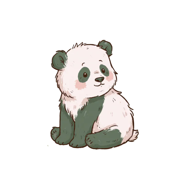 Cute Baby Panda Clipart PNG – Sweet Sage Green Bear Illustration, Kawaii Nursery & Sublimation Digital Graphic