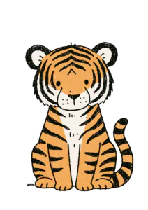 Cute Baby Tiger Cub Clipart PNG – Sweet Crayon Sketch Tiger Cub Illustration, Safari Jungle Animal Sublimation Digital Graphic for Nursery & Crafts