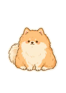 Cute Fluffy Pomeranian Sticker PNG – Kawaii Dog Illustration Printable Sticker, Die Cut Fluffy Puppy Decal PNG for Planners, Laptops & Crafting
