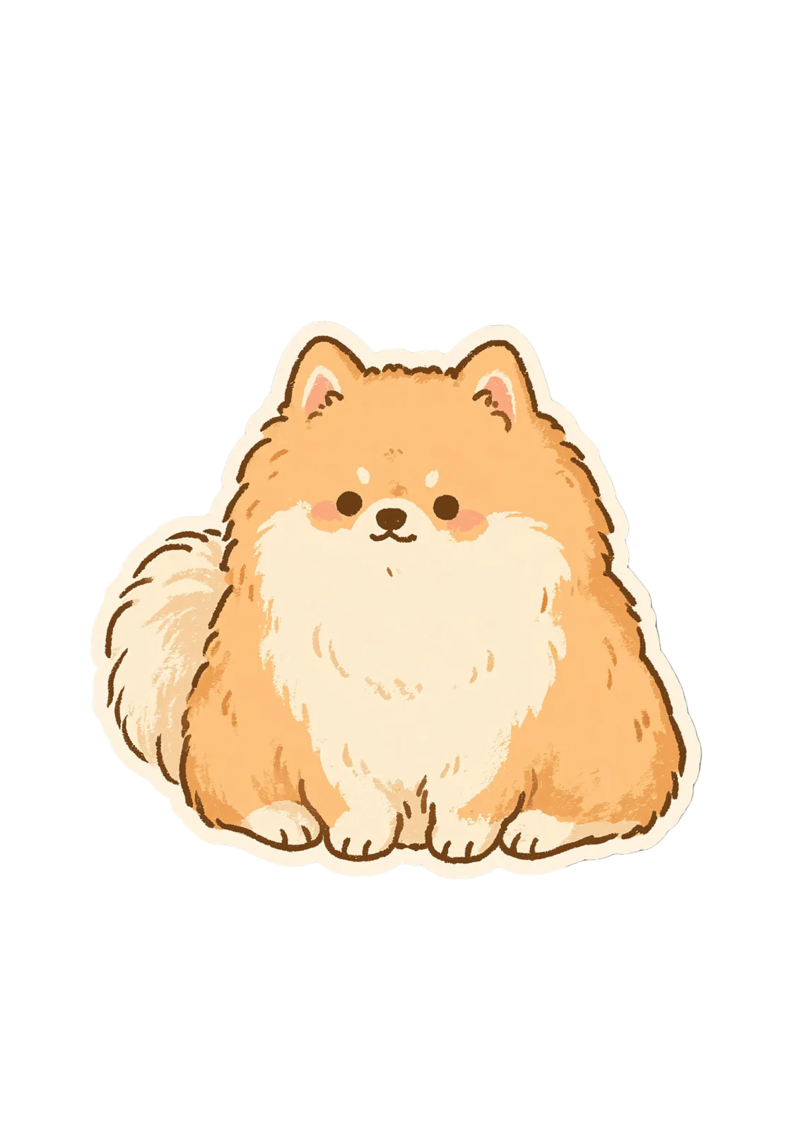 Cute Fluffy Pomeranian Sticker PNG – Kawaii Dog Illustration Printable Sticker, Die Cut Fluffy Puppy Decal PNG for Planners, Laptops & Crafting