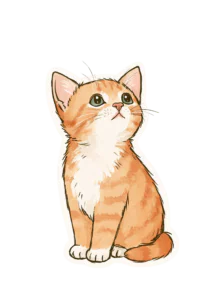 Cute Ginger Kitten Printable Sticker PNG – Watercolor Orange Cat Laptop Decal, Sweet Tabby Kitten Die Cut Design for Planner & Scrapbooking