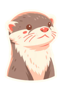 Cute Otter Sticker PNG – Kawaii Cute Otter Face Illustration Printable Sticker, Die Cut Cute Animal Decal PNG for Planners, Laptops & Crafting
