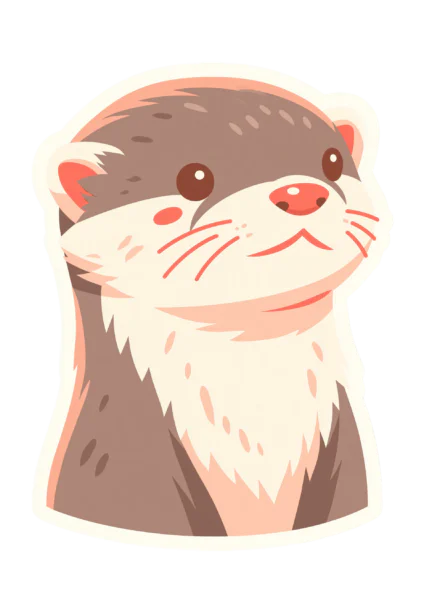 Cute Otter Sticker PNG – Kawaii Cute Otter Face Illustration Printable Sticker, Die Cut Cute Animal Decal PNG for Planners, Laptops & Crafting