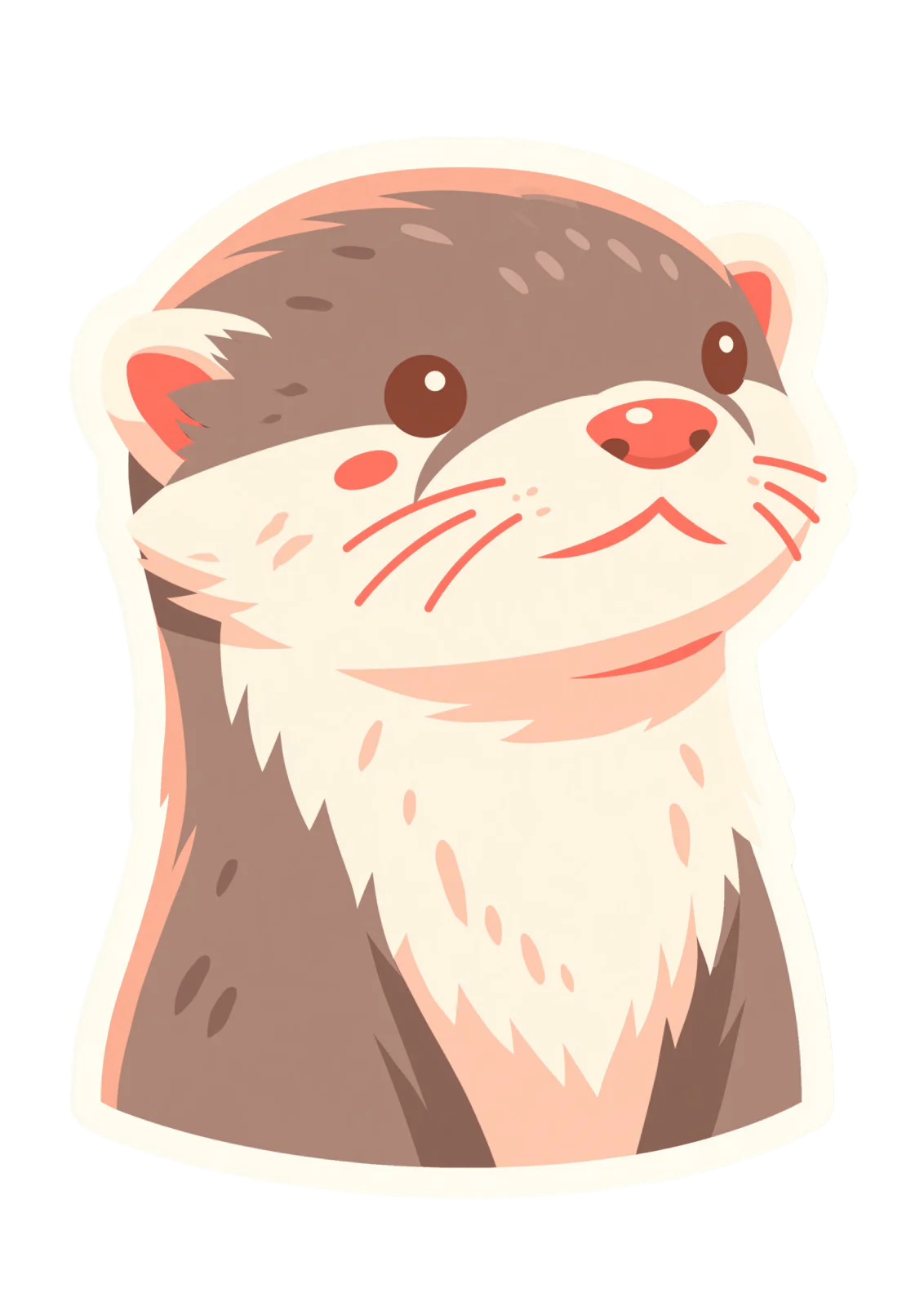 Cute Otter Sticker PNG – Kawaii Cute Otter Face Illustration Printable Sticker, Die Cut Cute Animal Decal PNG for Planners, Laptops & Crafting