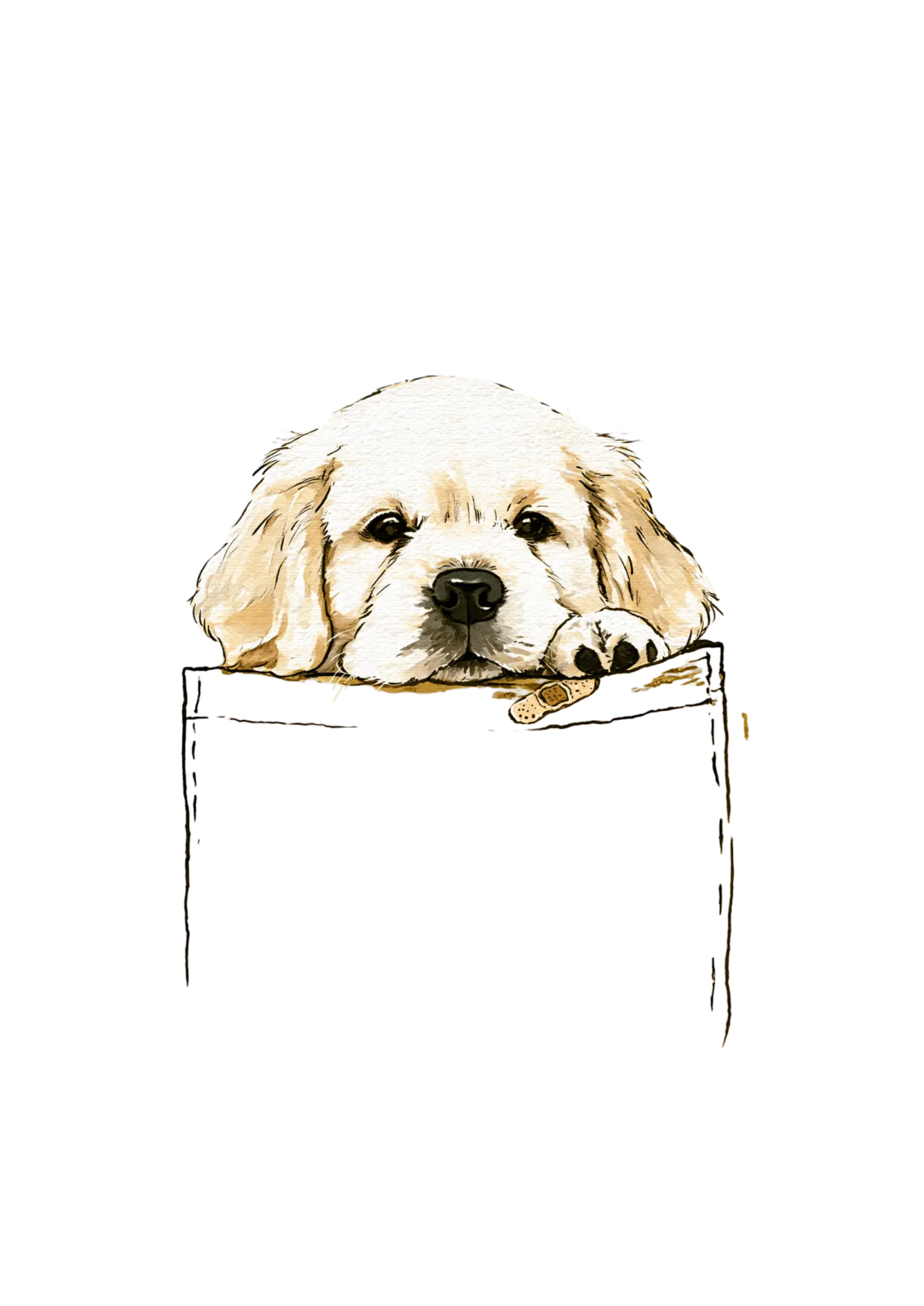 Pocket Golden Retriever Puppy Clipart PNG – Cute Peeking Dog in Pocket Graphic, Watercolor Puppy Shirt Design Digital PNG