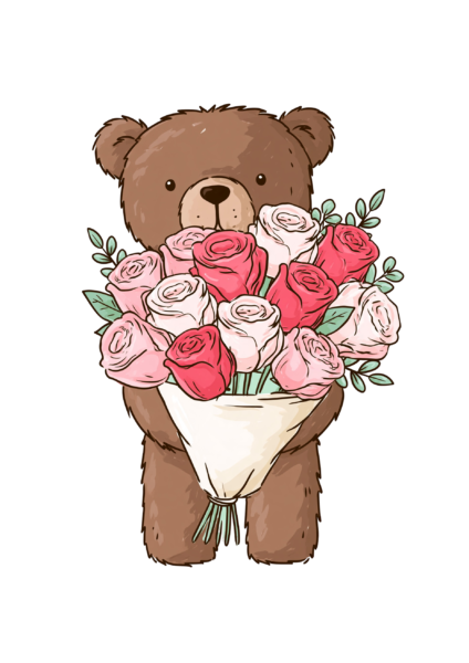Cute Teddy Bear with Roses Clipart PNG – Sweet Brown Bear Holding Flower Bouquet Illustration, Romantic Valentine & Mother's Day Digital Graphic Cute Teddy Bear with Roses Clipart PNG – Sweet Brown Bear Holding Flower Bouquet Illustration, Romantic Valentine & Mother’s Day Digital Graphic