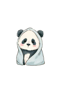 Cute Baby Panda in Blanket Clipart PNG – Sweet Watercolor Panda Bear Illustration, Cozy Nursery Animal Digital Graphic