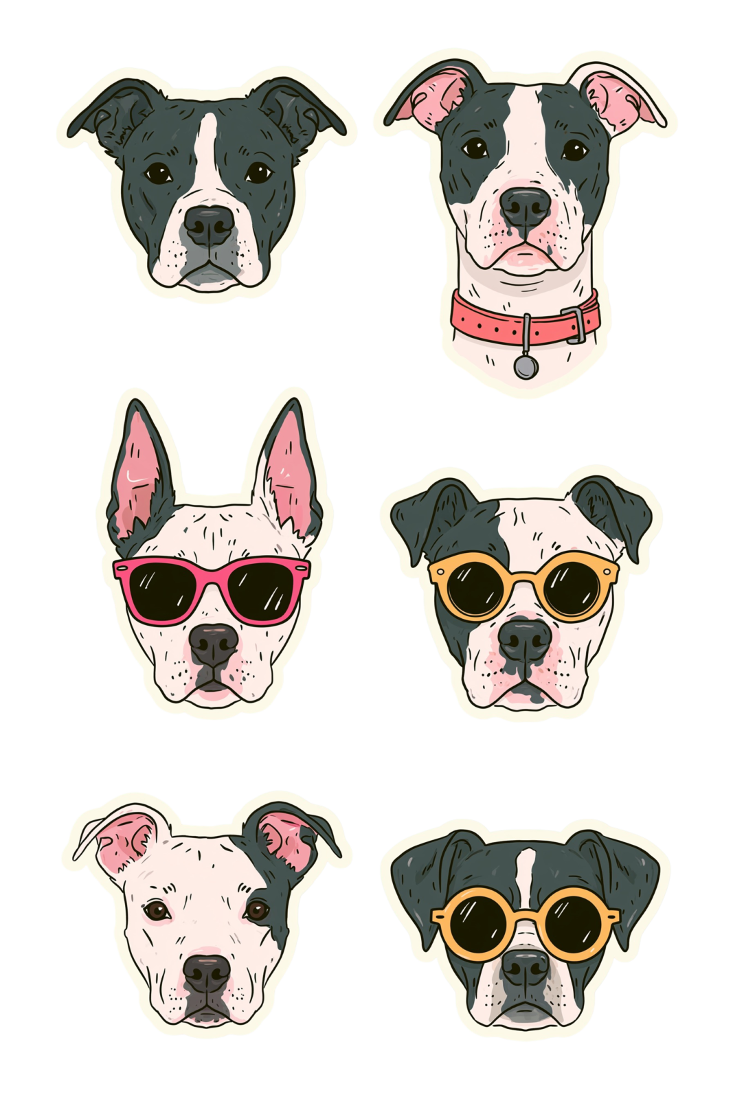 Cool Pitbull & Amstaff Dog Sticker Sheet Printable – Cute Dog Heads with Sunglasses PNG Clipart Set Cool Pitbull & Amstaff Dog Sticker Sheet Printable – Cute Dog Heads with Sunglasses PNG Clipart Set