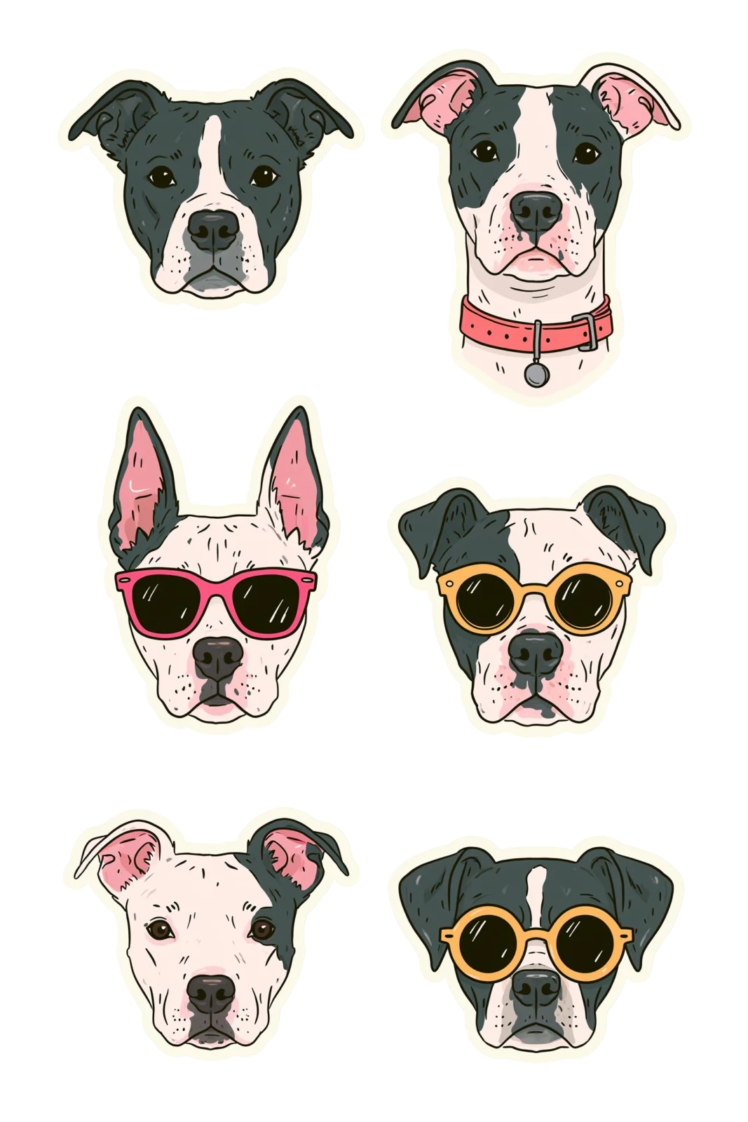 Cool Pitbull & Amstaff Dog Sticker Sheet Printable – Cute Dog Heads with Sunglasses PNG Clipart Set Cool Pitbull & Amstaff Dog Sticker Sheet Printable – Cute Dog Heads with Sunglasses PNG Clipart Set