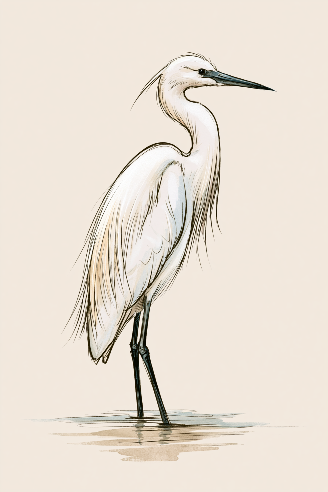 Graceful Little Egret Ink Sketch Printable Wall Art – Minimalist Coastal & Vintage Bird Poster Graceful Little Egret Ink Sketch Printable Wall Art – Minimalist Coastal & Vintage Bird Poster