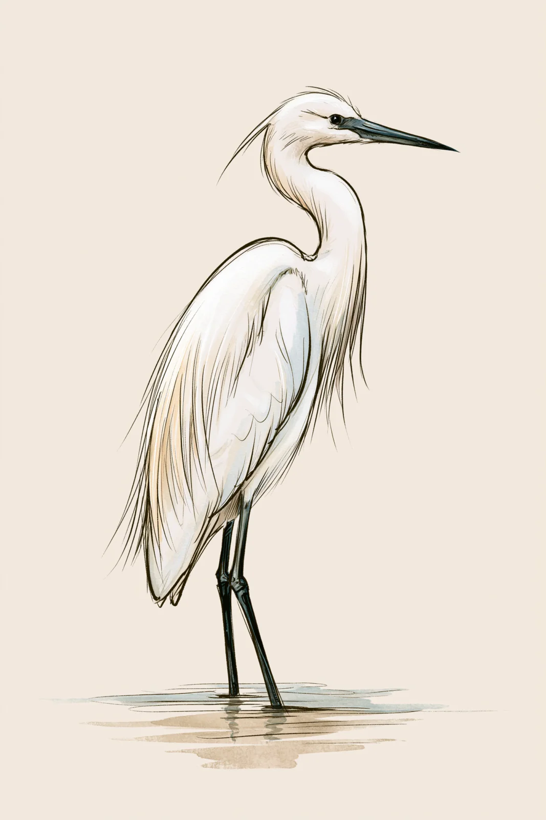 Graceful Little Egret Ink Sketch Printable Wall Art – Minimalist Coastal & Vintage Bird Poster Graceful Little Egret Ink Sketch Printable Wall Art – Minimalist Coastal & Vintage Bird Poster