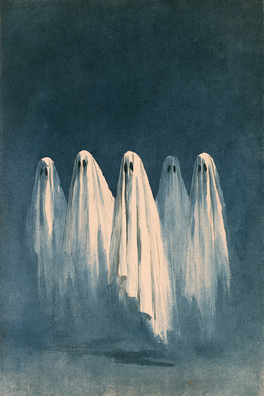 Vintage Ghost Gathering Printable Wall Art – Dark Academia Moody Halloween Poster