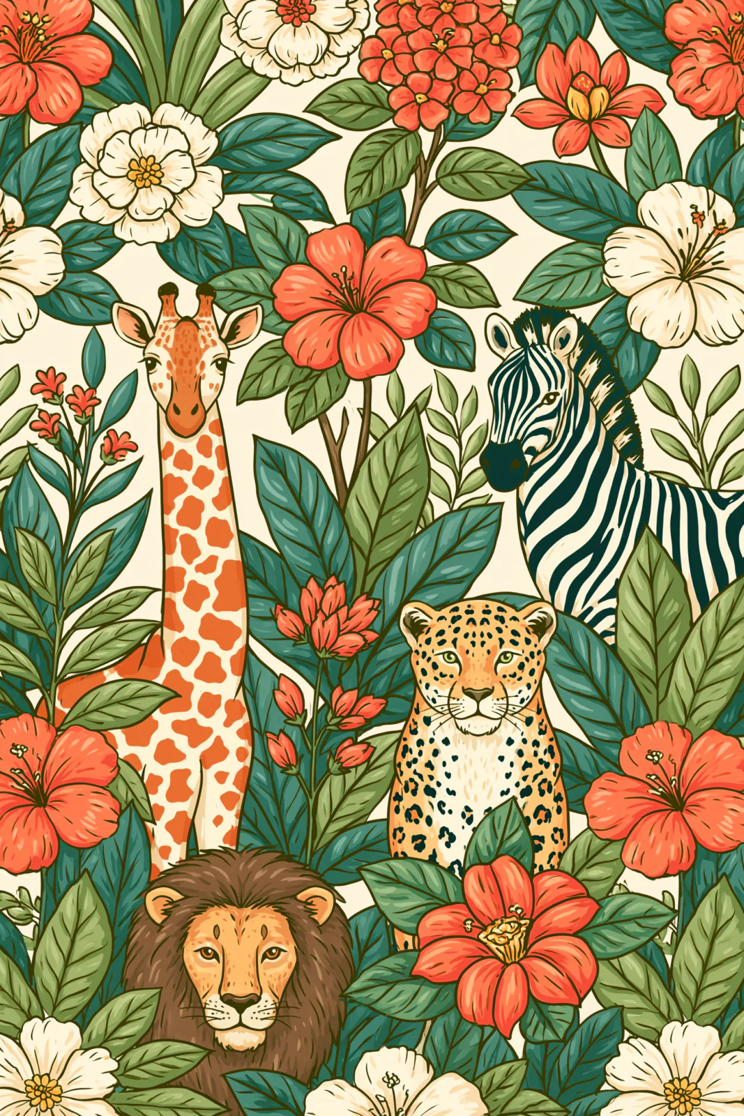 Tropical Safari Animals Printable Wall Art – Whimsical Jungle Floral Nursery Poster, Cute Lion Giraffe Zebra Leopard Decor Tropical Safari Animals Printable Wall Art – Whimsical Jungle Floral Nursery Poster, Cute Lion Giraffe Zebra Leopard Decor
