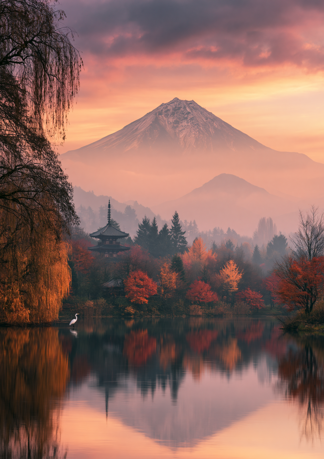 Mount Fuji Autumn Sunset Printable Wall Art – Japanese Pagoda Landscape Fine Art Poster Mount Fuji Autumn Sunset Printable Wall Art – Japanese Pagoda Landscape Fine Art Poster