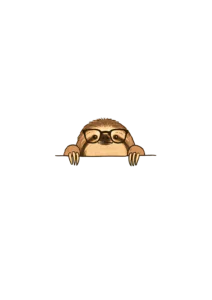 Peeking Sloth with Glasses Clipart PNG – Funny Smart Sloth in Eyeglasses Illustration, Cute Peeking Animal Sublimation Digital Graphic