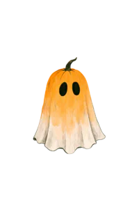 Cute Pumpkin Ghost Clipart PNG – Retro Halloween Spooky Season Illustration, Orange Ombre Ghost Digital Graphic