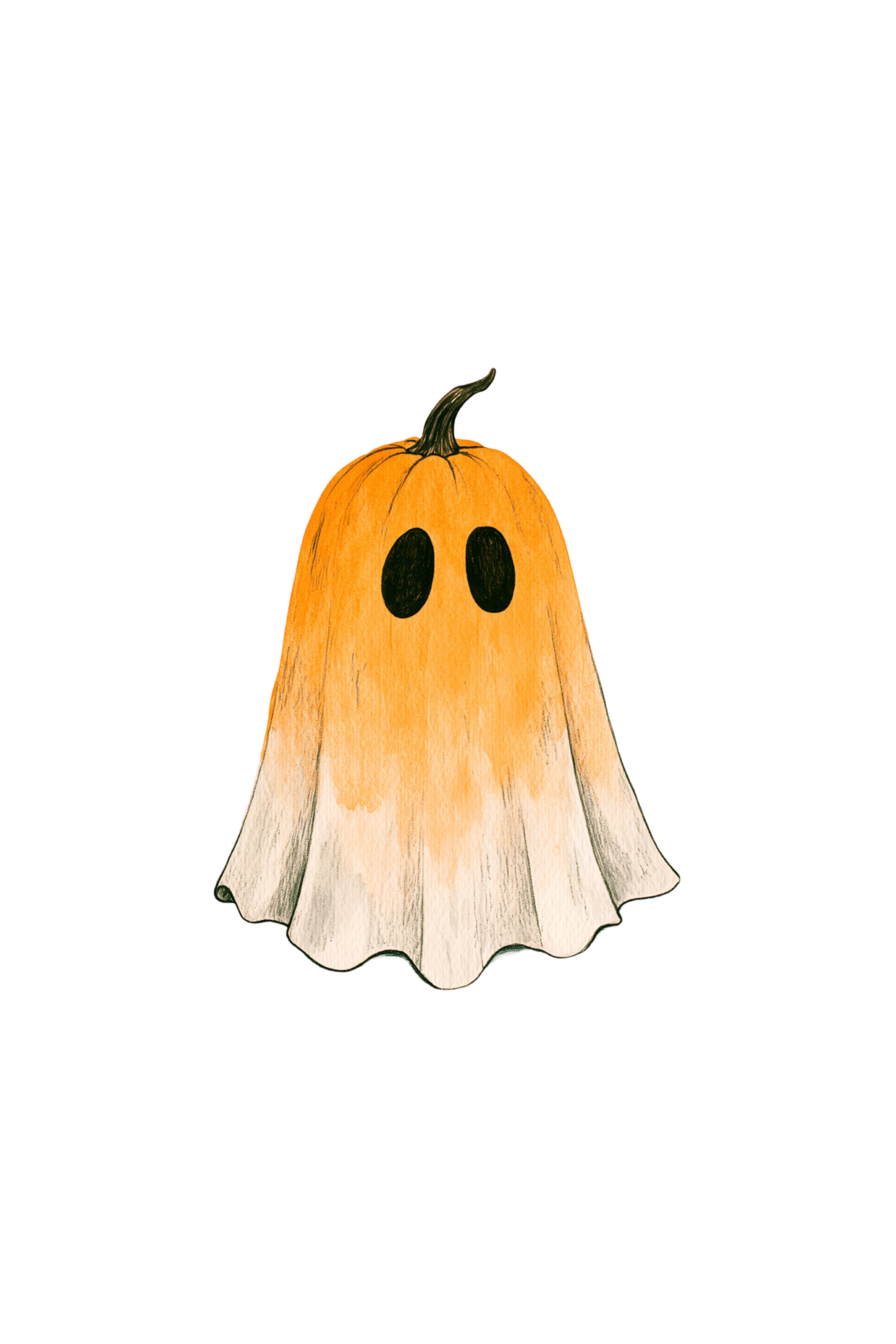 Cute Pumpkin Ghost Sticker Printable – Spooky Season Halloween PNG Clipart & Planner Decal
