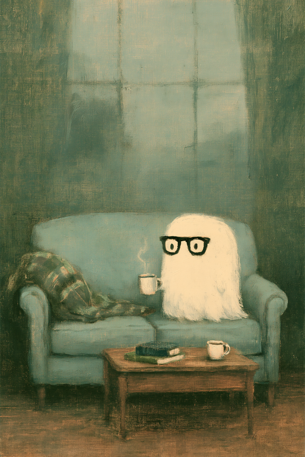 Vintage Ghost with Coffee Printable Wall Art – Dark Academia Hygge Halloween Poster Vintage Ghost with Coffee Printable Wall Art – Dark Academia Hygge Halloween Poster