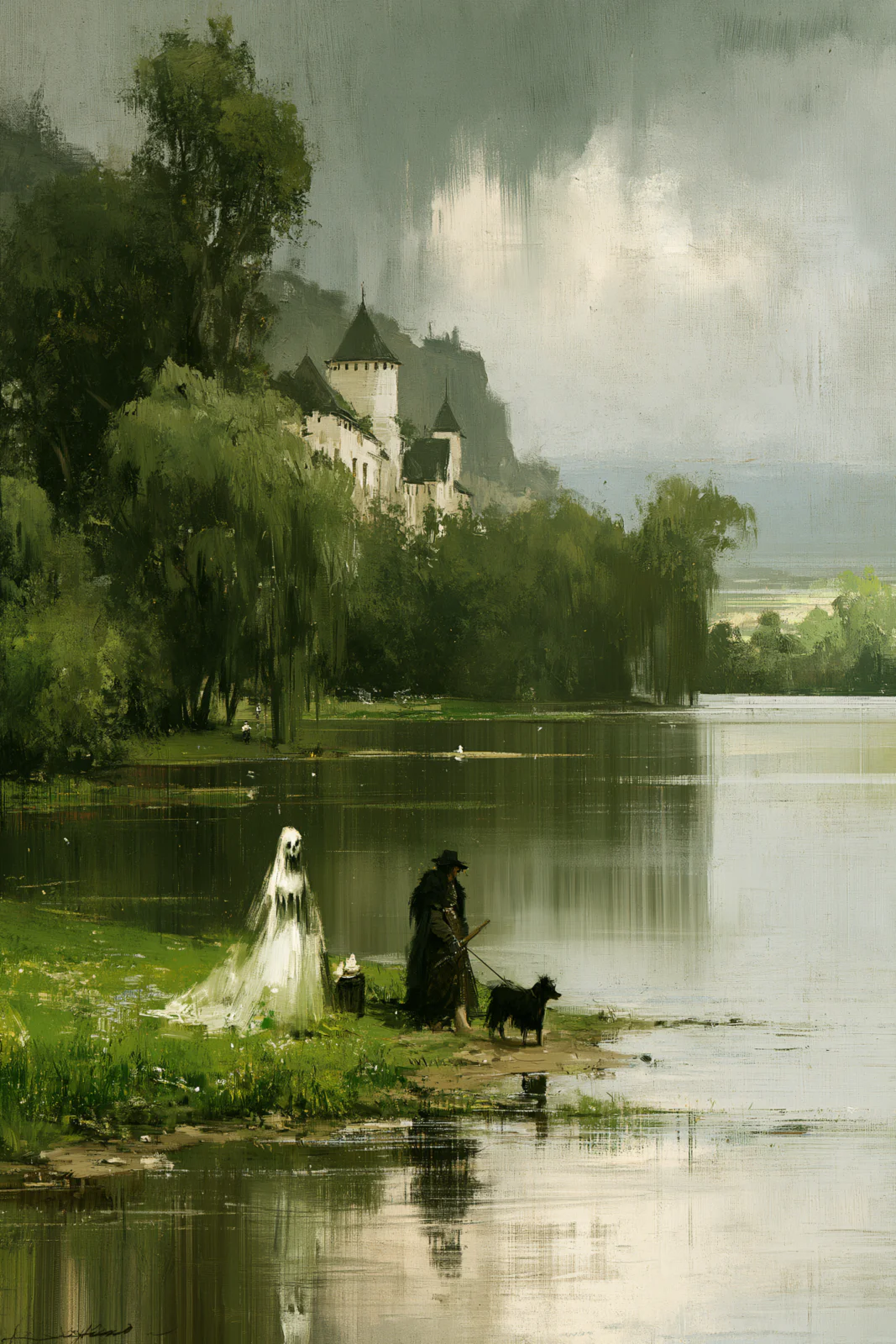 Moody Ghost by the Lake Printable Wall Art – Vintage Gothic Landscape Haunted Castle Painting Poster Moody Ghost by the Lake Printable Wall Art – Vintage Gothic Landscape Haunted Castle Painting Poster