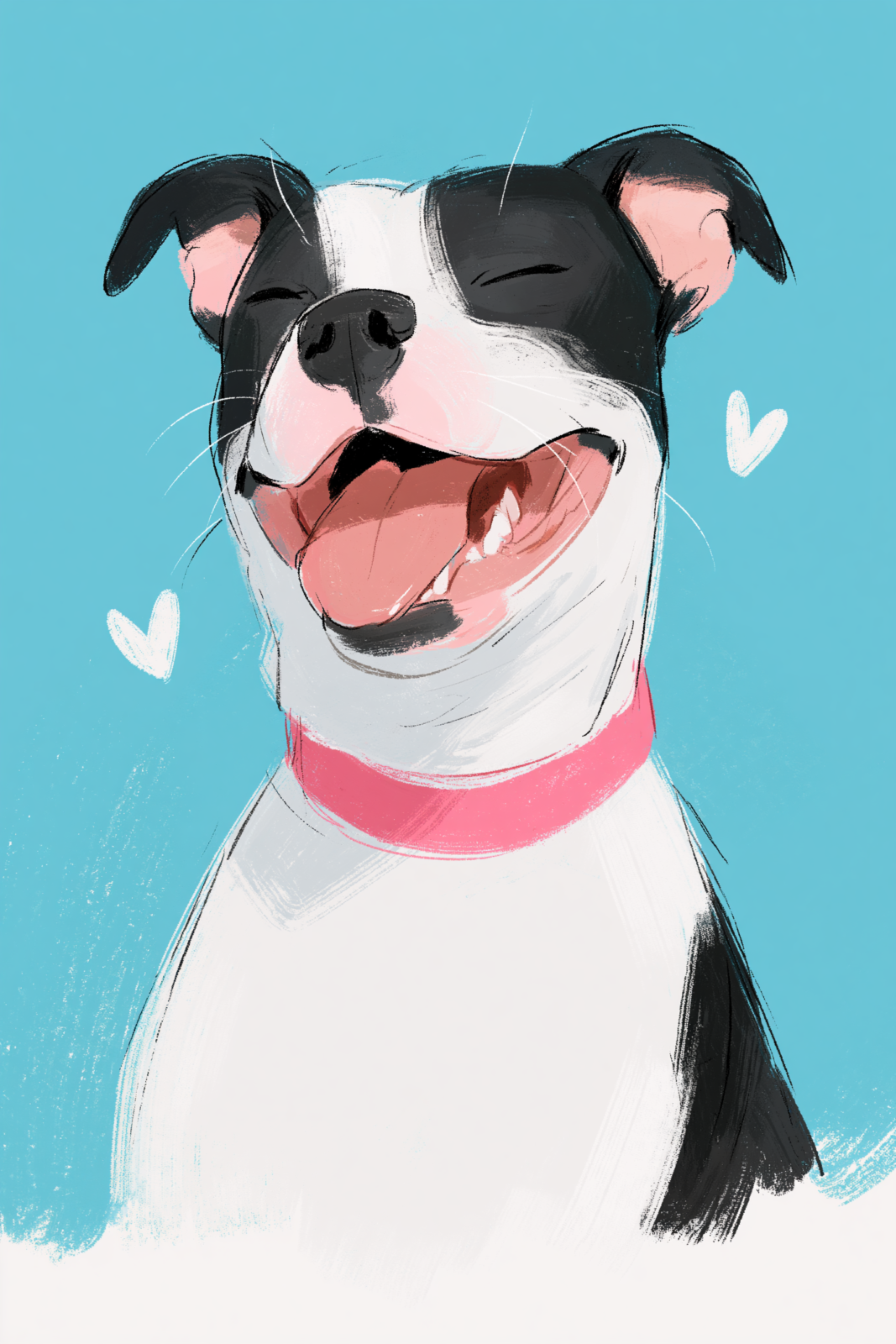 Smiling Happy Dog Printable Wall Art – Cute Whimsical Pet Portrait Painting Poster