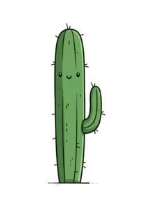 Cute Cactus Clipart PNG – Happy Kawaii Saguaro Illustration, Sweet Smiling Desert Plant Digital Graphic
