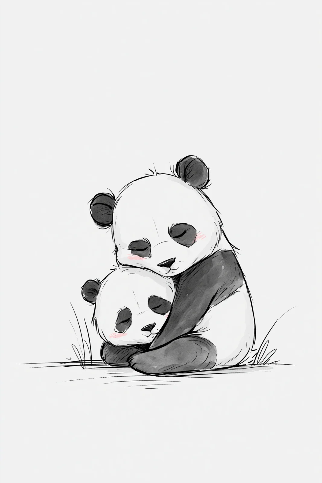 Cute Sleeping Pandas Hugging Printable Wall Art – Sweet Monochrome Nursery Sketch Poster Cute Sleeping Pandas Hugging Printable Wall Art – Sweet Monochrome Nursery Sketch Poster