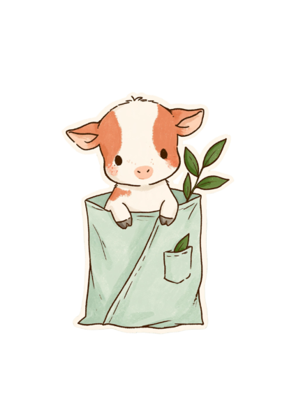 Cute Baby Cow Sticker PNG – Kawaii Calf in Bag Printable Sticker, Die Cut Animal Decal PNG for Planners & Crafting Cute Baby Cow Sticker PNG – Kawaii Calf in Bag Printable Sticker, Die Cut Animal Decal PNG for Planners & Crafting