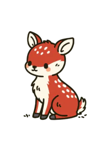 Cute Kawaii Baby Deer Clipart PNG – Sweet Spotted Fawn Illustration, Chibi Woodland Forest Animal Digital Graphic