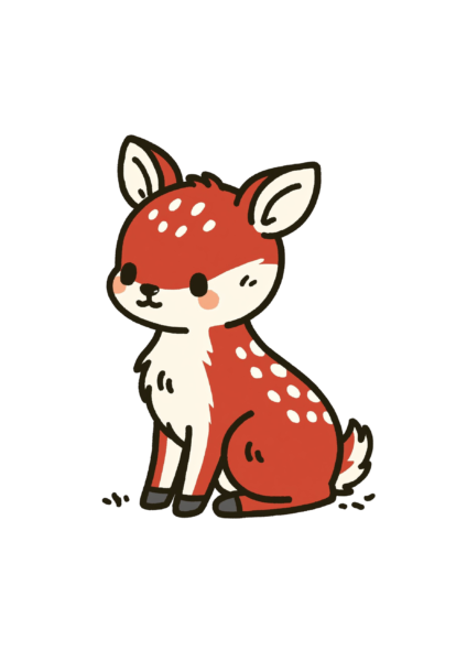 Cute Deer Printable Sticker PNG – Kawaii Chibi Woodland Fawn Decal for Laptop, Planner & Journaling Clipart