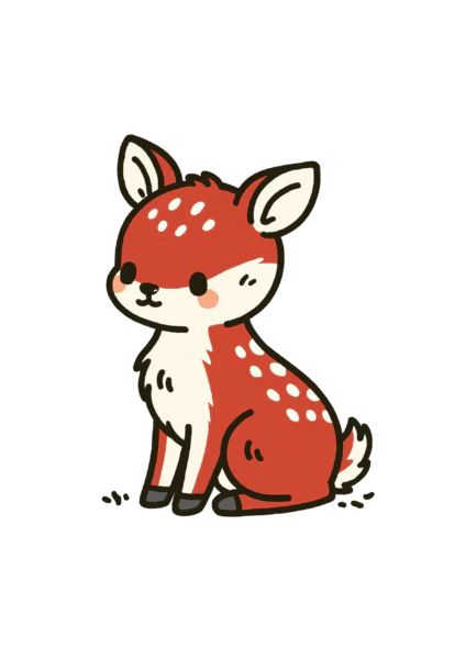 Cute Deer Printable Sticker PNG – Kawaii Chibi Woodland Fawn Decal for Laptop, Planner & Journaling Clipart