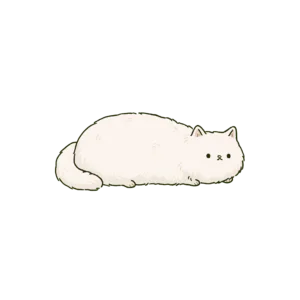 Cute White Cat Clipart PNG – Kawaii Fluffy Kitty Loaf Illustration, Minimalist White Kitten Digital Graphic