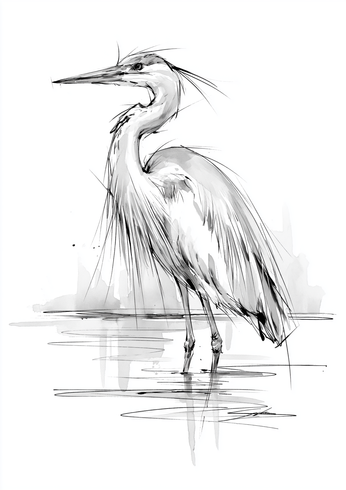 Minimalist Heron Ink Drawing Printable Wall Art – Expressive Black and White Wildlife Poster & Modern Monochrome Bird Print Minimalist Heron Ink Drawing Printable Wall Art – Expressive Black and White Wildlife Poster & Modern Monochrome Bird Print