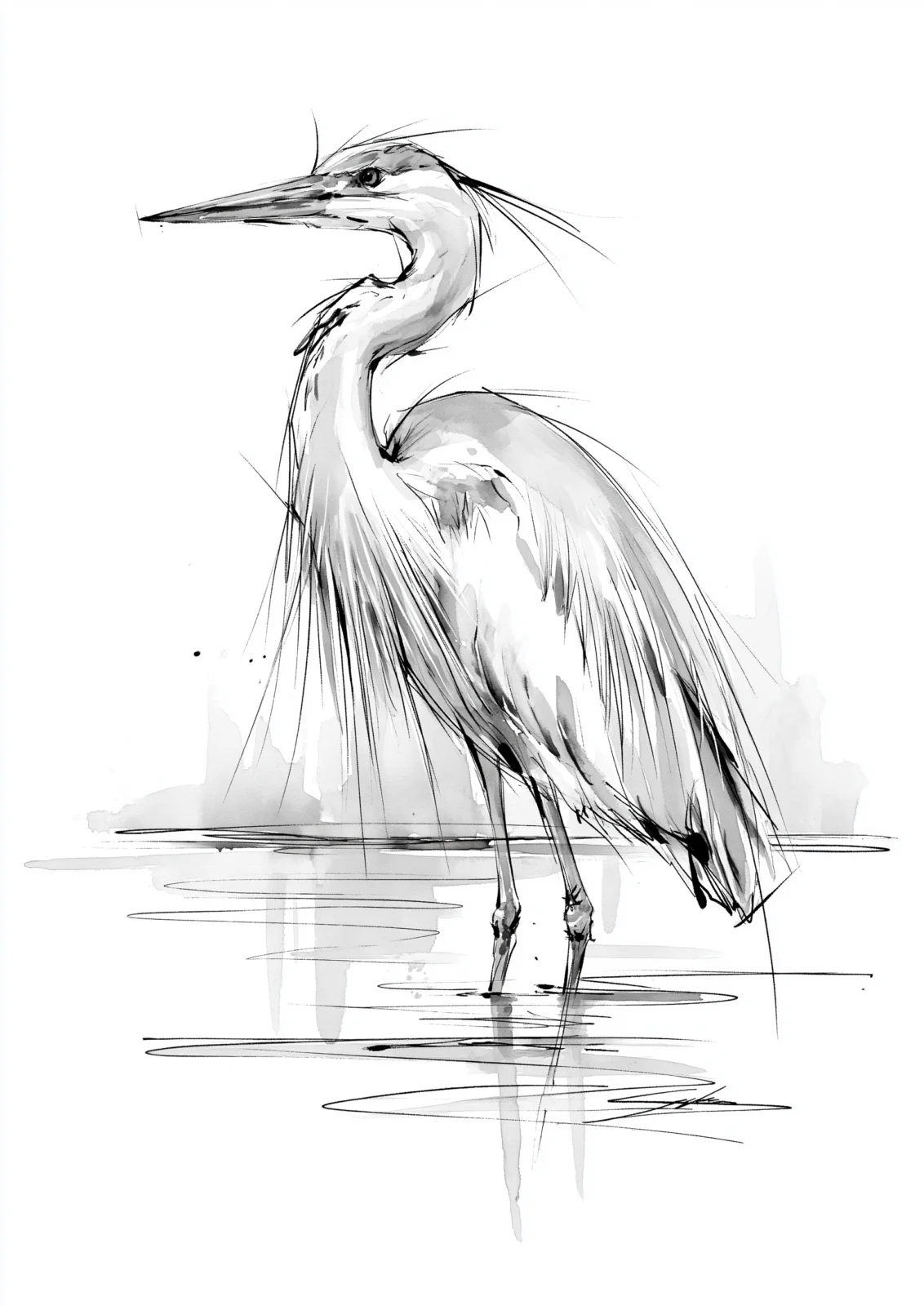 Minimalist Heron Ink Drawing Printable Wall Art – Expressive Black and White Wildlife Poster & Modern Monochrome Bird Print Minimalist Heron Ink Drawing Printable Wall Art – Expressive Black and White Wildlife Poster & Modern Monochrome Bird Print