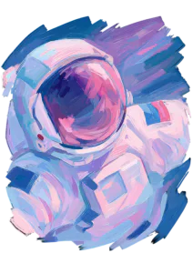 Pastel Astronaut Oil Painting Printable Sticker PNG – Aesthetic Impasto Space Decal for Laptop, Kindle, Planner & Journaling Clipart