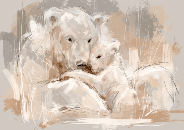 Polar Bear Mother & Cub Wall Art Printable – Neutral Beige Bear Family Painting Poster, Tender Nursery Wildlife Digital Art Print Polar Bear Mother & Cub Wall Art Printable – Neutral Beige Bear Family Painting Poster, Tender Nursery Wildlife Digital Art Print