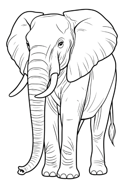 Elephant Coloring Page Printable – Realistic African Elephant Line Art Sheet, Safari Wildlife Activity Digital Download Elephant Coloring Page Printable – Realistic African Elephant Line Art Sheet, Safari Wildlife Activity Digital Download
