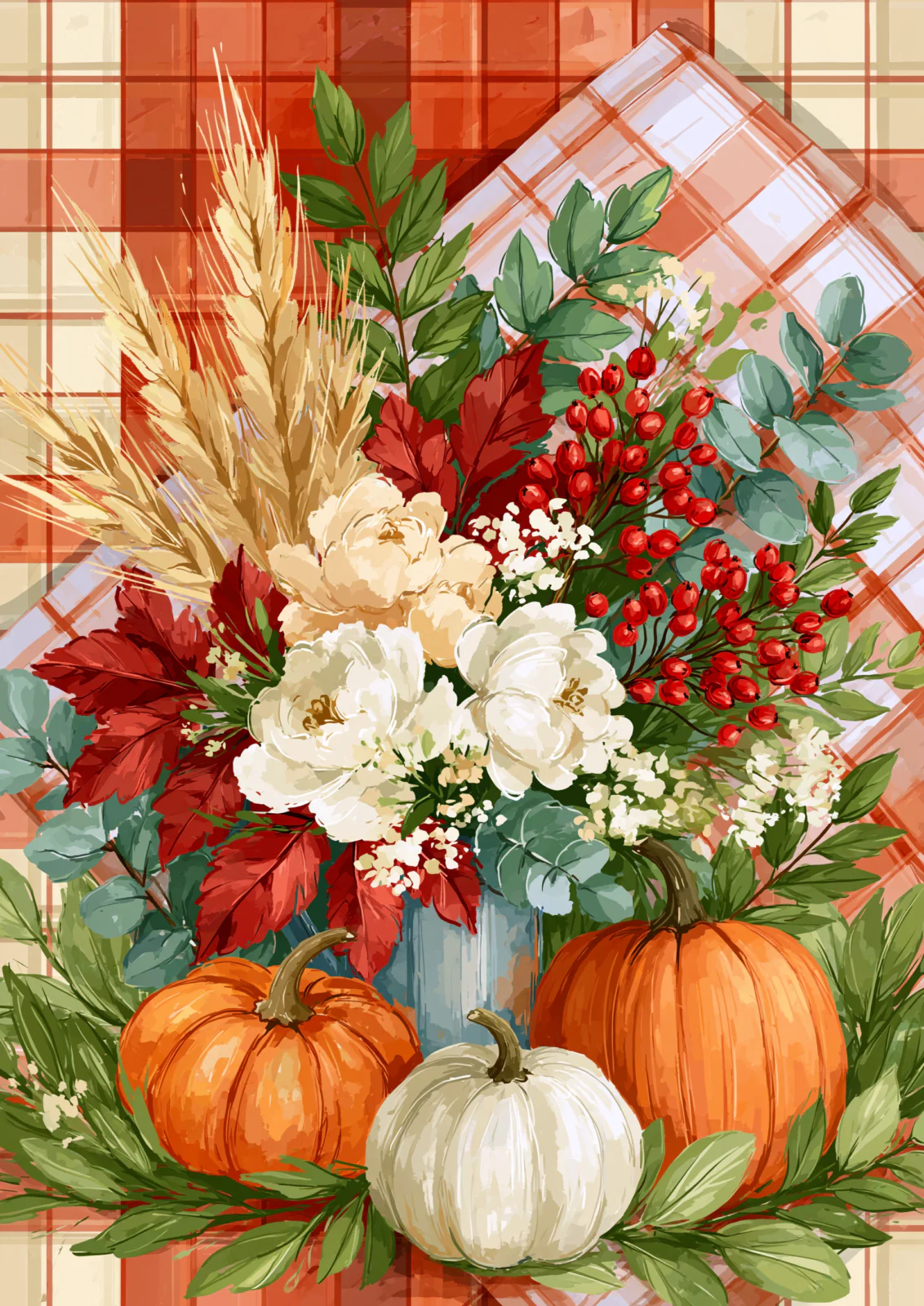 Cozy Cottagecore Autumn Floral & Pumpkin Wall Art – Rustic Farmhouse Plaid Decor Printable Poster. Cozy Cottagecore Autumn Floral & Pumpkin Wall Art – Rustic Farmhouse Plaid Decor Printable Poster.