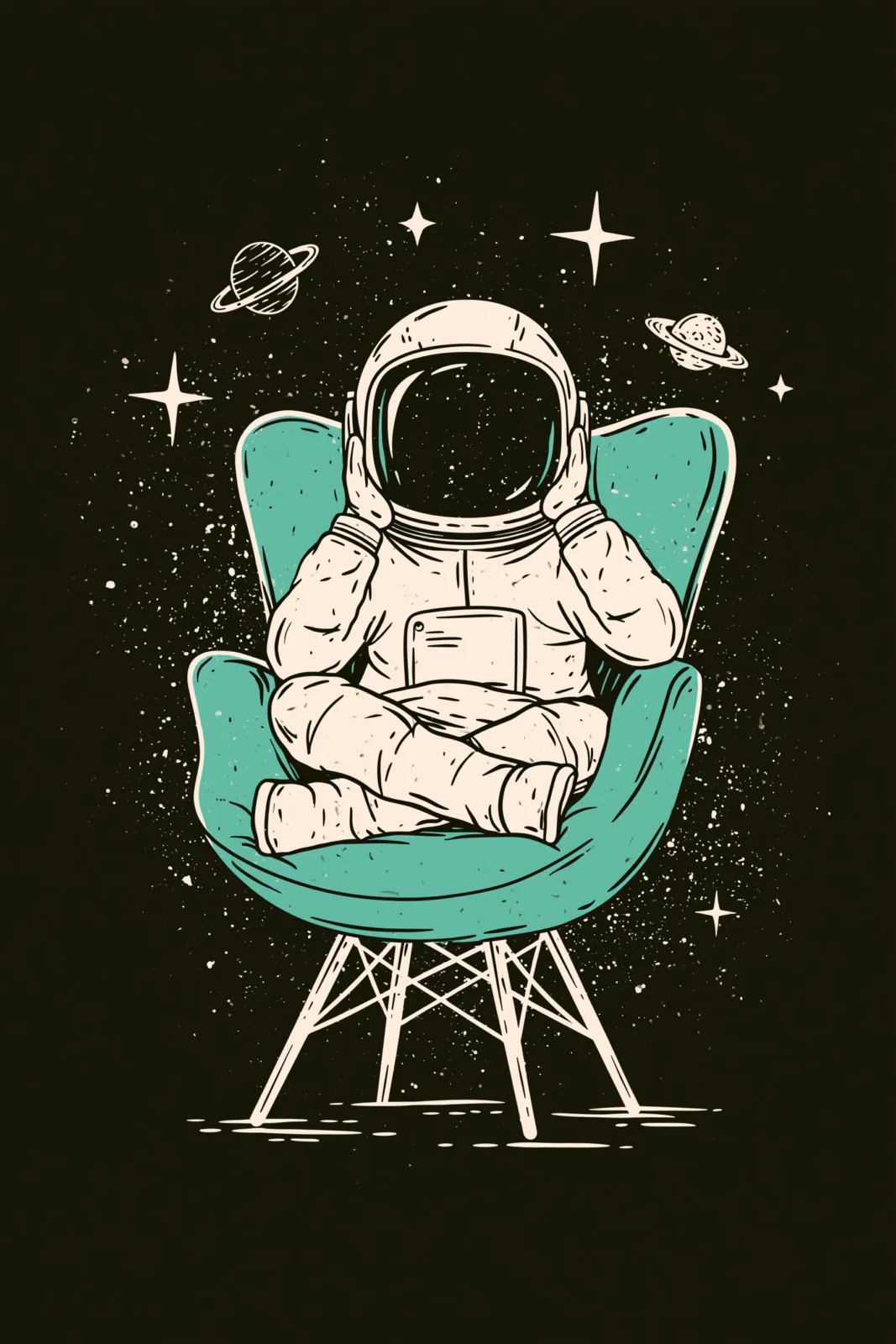 Chill Astronaut in Retro Armchair Printable Wall Art – Mid-Century Cosmic Space Line Art Poster Chill Astronaut in Retro Armchair Printable Wall Art – Mid-Century Cosmic Space Line Art Poster
