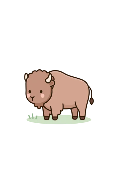 Cute Kawaii Baby Bison Sticker Printable – Chibi Buffalo PNG Clipart for Planners & Decals