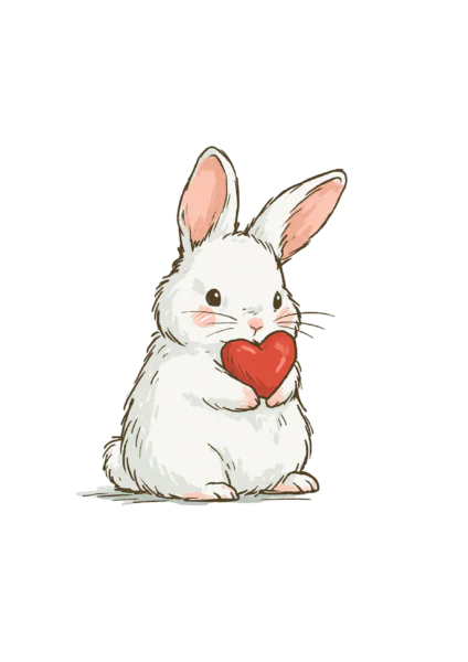 Cute Bunny Clipart PNG – Sweet White Rabbit Holding Red Heart Illustration, Valentine & Nursery Digital Graphic Cute Bunny Clipart PNG – Sweet White Rabbit Holding Red Heart Illustration, Valentine & Nursery Digital Graphic